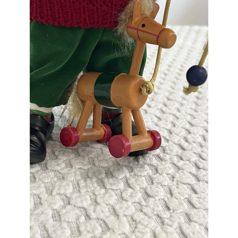Karen Didion Style Celebrate It Darling Elves Elf With Pull Toy Horse Christmas